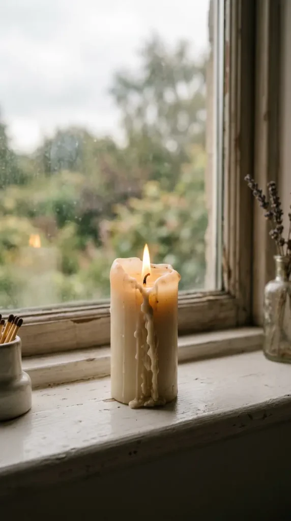 14 Curtained Window Reading Nook Soft Dreamy Corner Ideas 13 13. Small Candle Flickering on the Windowsill