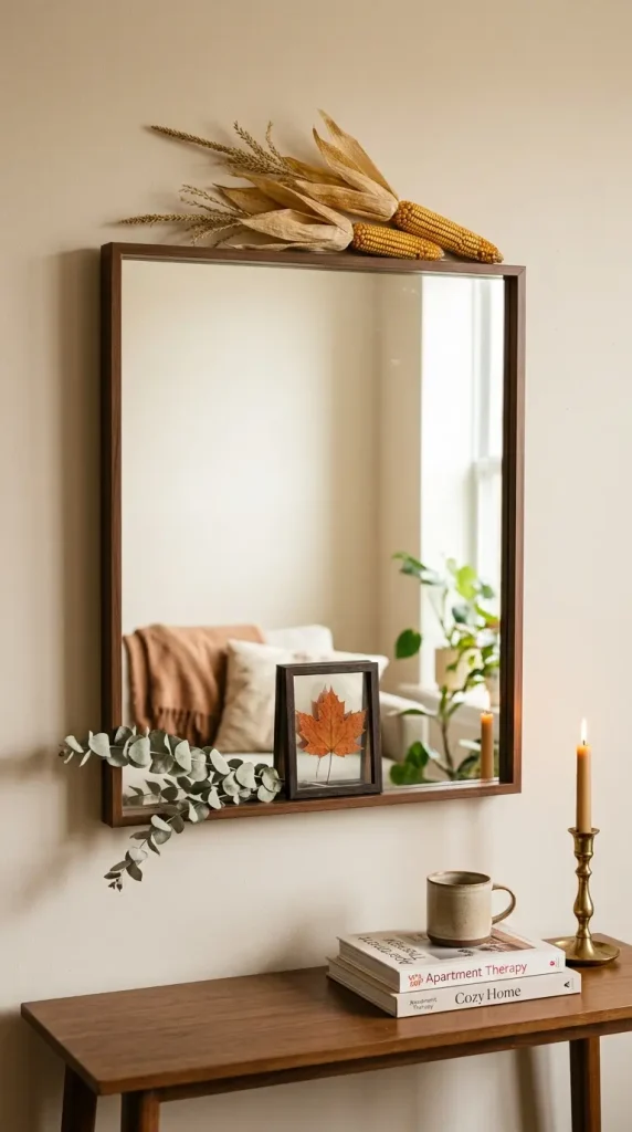 14 Small Space Fall Decorating Ideas for a Studio Apartment 13 13. The Mirror and Wall Art Fall Layering