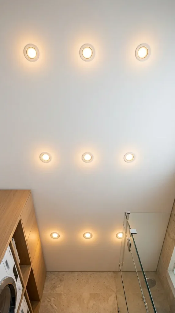 16 Laundry Room Bathroom Combo Maximized Built-In Minimal 14 14. Warm Recessed Downlights in a Consistent Ceiling Grid