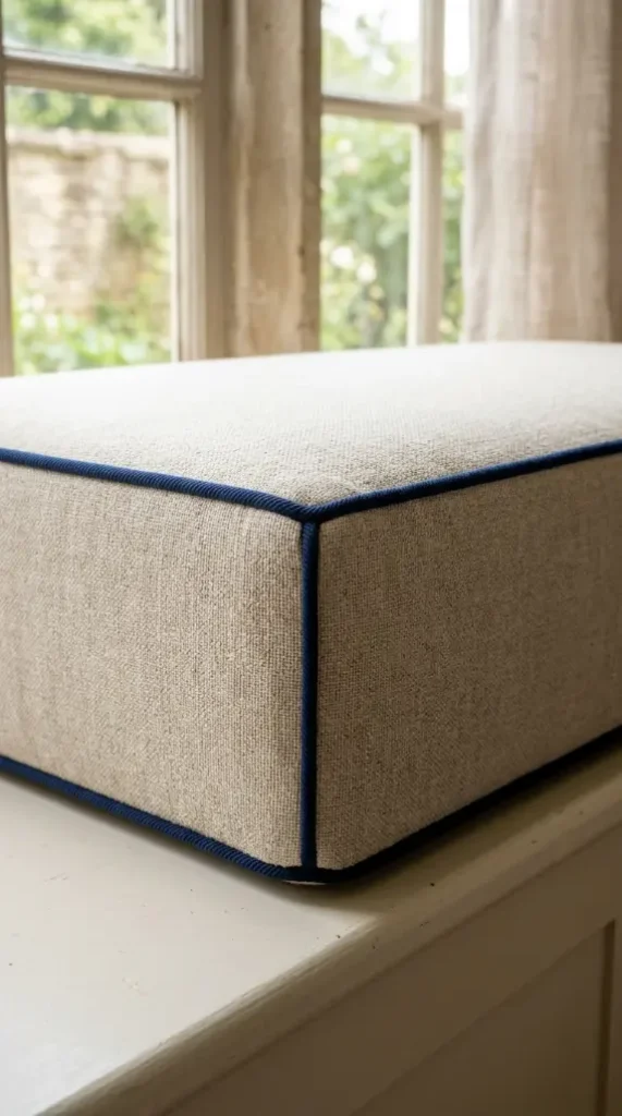 17 Cozy Reading Corners Built-In Window Seat Timeless 15 15. A Boxed Edge Cushion in Deep Navy Piping