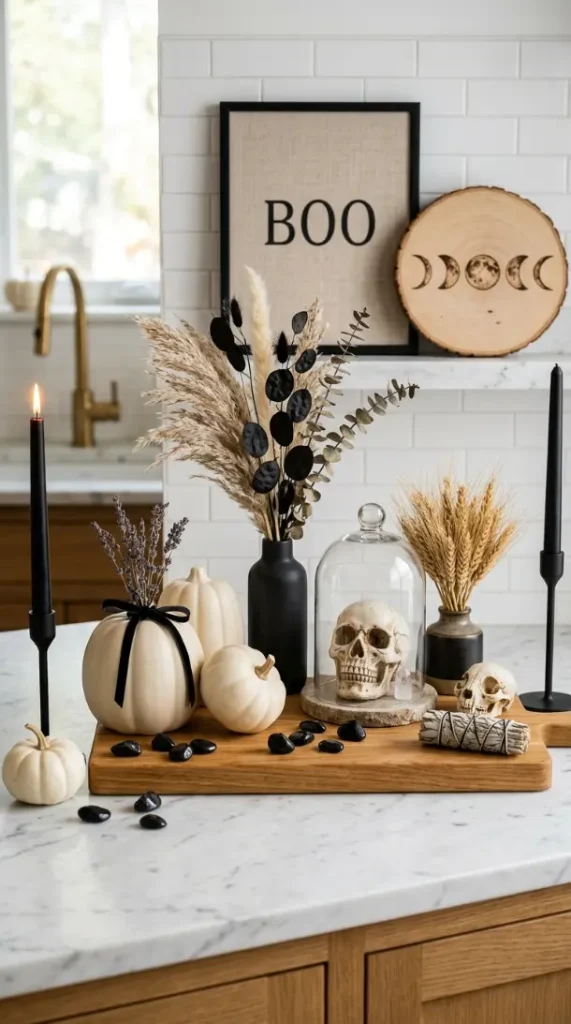 15 Chic Neutral Halloween Decor Kitchen Counter Style 15 15. The Complete Chic Neutral Kitchen Counter Halloween Reveal