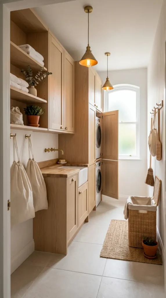 15 Elegant Laundry Room Ideas Warm White Oak Scandinavian Style 15 15. The Complete Warm White Oak Scandinavian Laundry Room