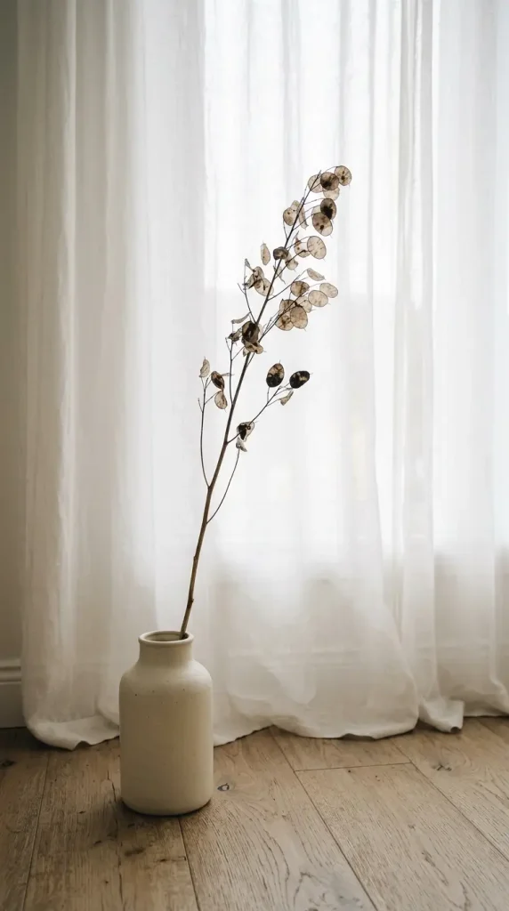 18 Romanticizing My Room Small Space Sheer Drapery Ideas 16 16. Cream Ceramic Vase With a Single Stem