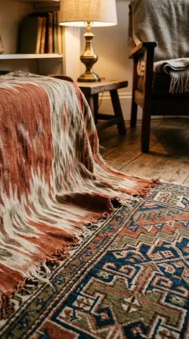 17 Small Reading Nook Cozy Corner Boho Woven Warmth 16 16. Layered Vintage Textile Throw