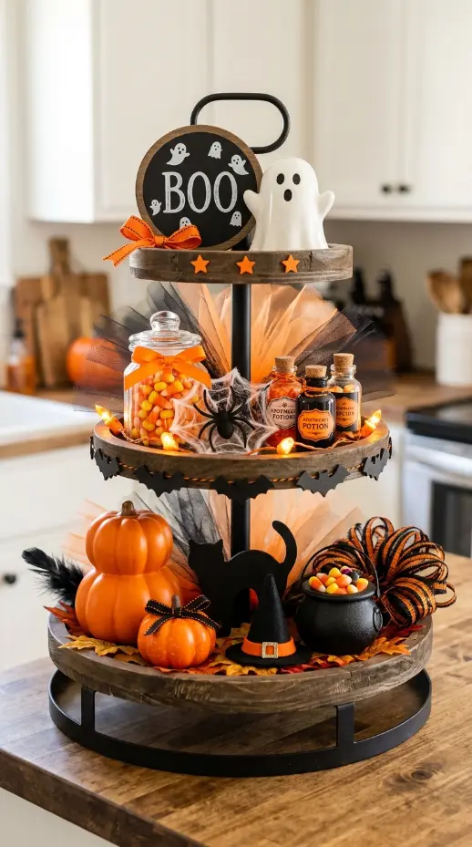 16 Cute Halloween Tiered Tray Black and Orange Classic Style 16 16. The Complete 3-Tier Master Halloween Tiered Tray Reveal