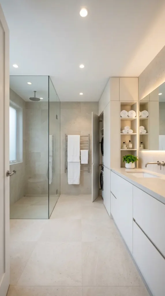 16 Laundry Room Bathroom Combo Maximized Built-In Minimal 16 16. The Complete Laundry Bathroom Combo — Every System Together