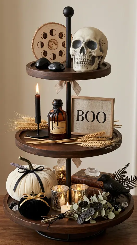 16 Halloween Tiered Tray Ideas Neutral Sophisticated Style 16 16. The Complete Neutral 3-Tier Master Tiered Tray Reveal