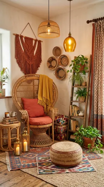 17 Small Reading Nook Cozy Corner Boho Woven Warmth 17 17. The Complete Boho Woven Warmth Nook
