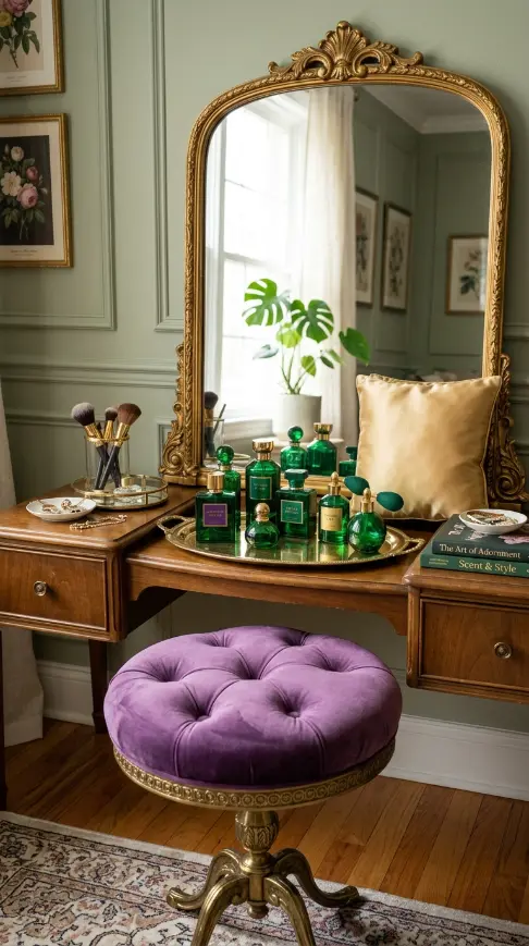 17 Jewel Tone Vanity Styling Ideas With Rich Color 17 17. The Complete Jewel Tone Vanity Styling Look With Rich Color