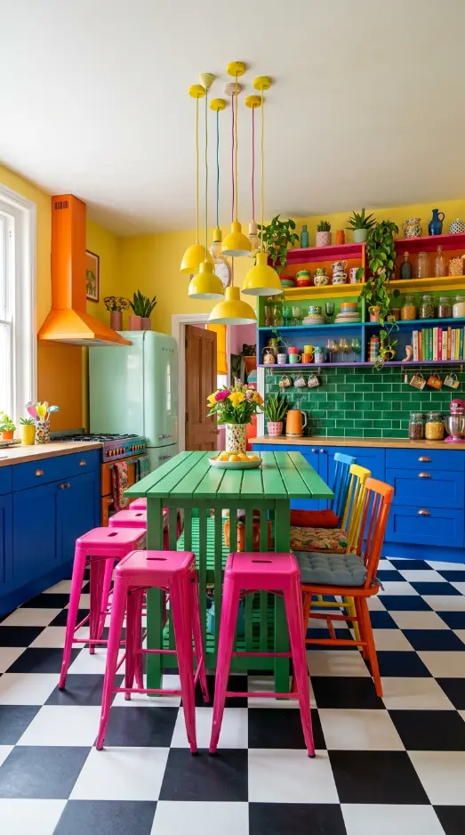 18 Dopamine Kitchen Ideas for a Bold Colorful Space 18 18. The Complete Dopamine Kitchen Idea for a Bold Colorful Space