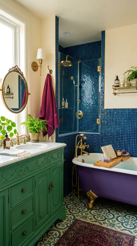 18 Jewel Tone Bathroom Ideas for a Luxurious Space 18 18. The Complete Jewel Tone Bathroom for a Luxurious Space