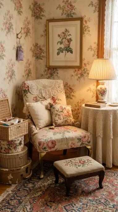 19 Reading Chair in Bedroom Vintage Floral Slipper Corner 19 19. The Complete Vintage Floral Slipper Chair Corner