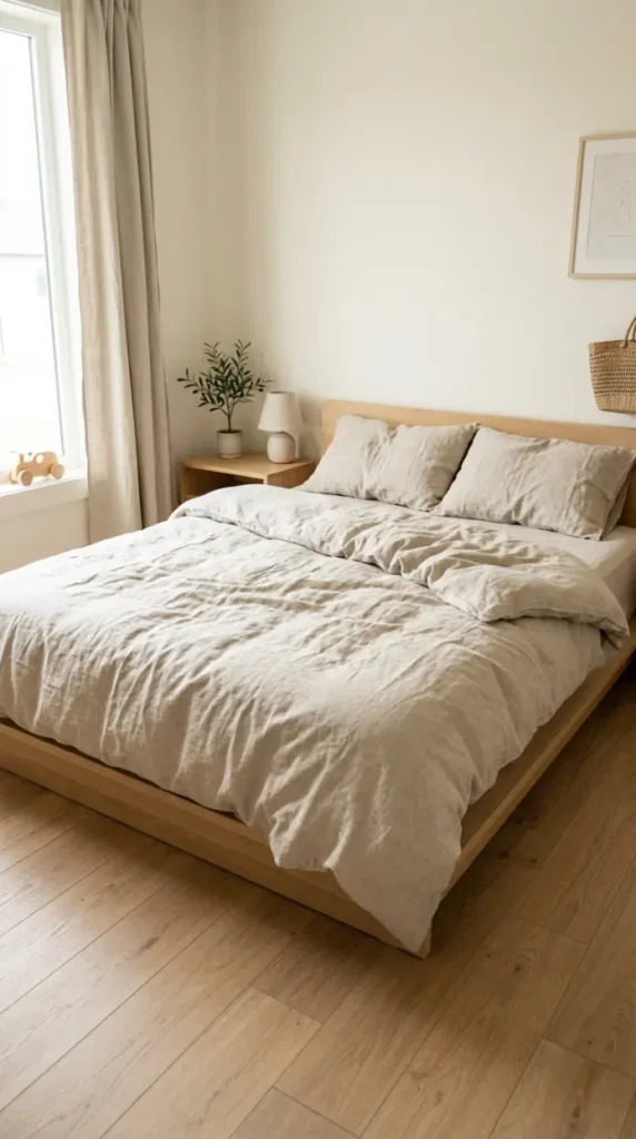 13 Boys Room Decor Modern Minimalist Neutral Calm 2 2. Oatmeal Linen Bedding Unpatterned