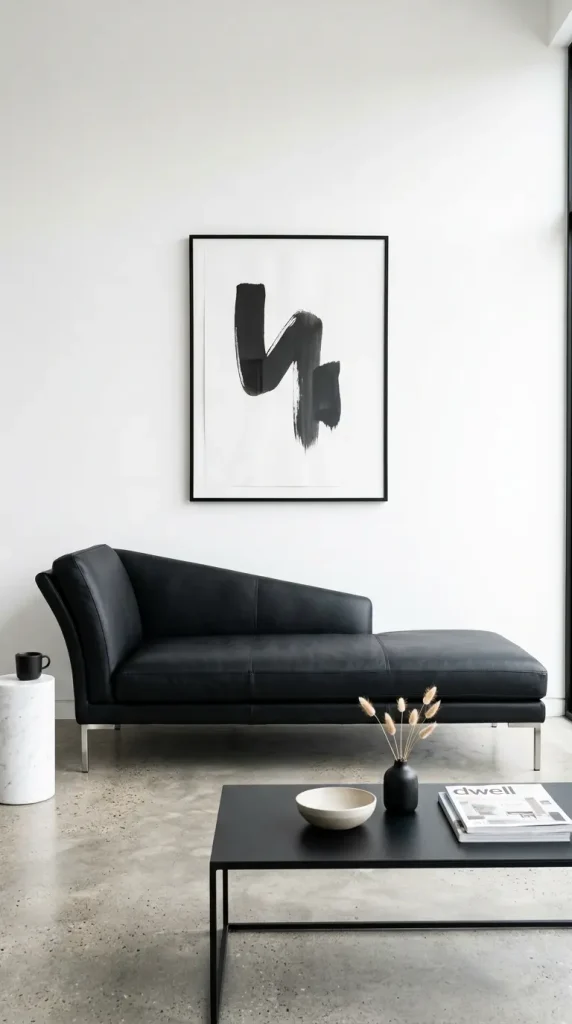 24 Chaise Lounge Modern Leather Statement Living Room 2 2. The Black Leather Chaise Against White