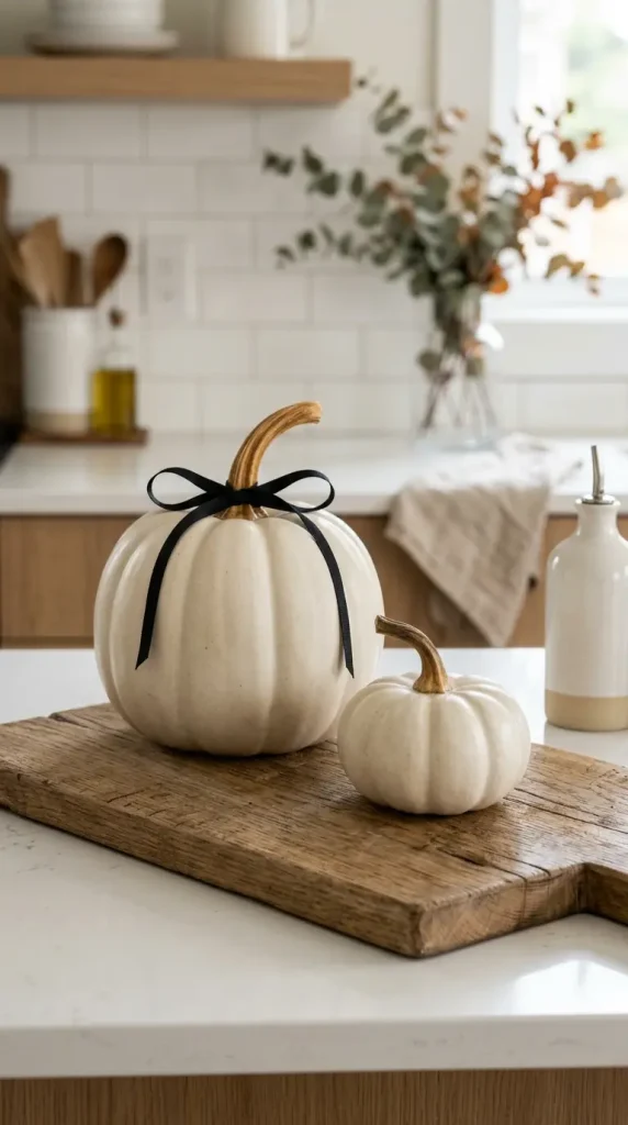 15 Chic Neutral Halloween Decor Kitchen Counter Style 2 2. The Cream Ceramic Pumpkin Cluster
