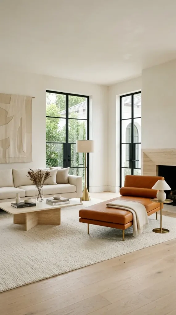 24 Chaise Lounge Modern Leather Statement Living Room 21 21. The Leather Chaise in an All-Neutral Room