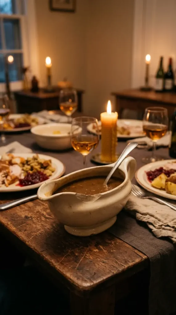 16 Small Moody Thanksgiving Table for Intimate Nights 3 3. A Chipped Gravy Boat Set Within Easy Reach of Every Seat