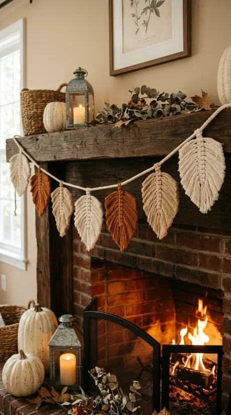 13 DIY Fall Home Decor Project Macramé Leaf Wall Hanging 4 4. A Macramé Leaf Garland