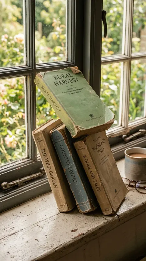 15 Light Linen Swivel Reading Chair Bedroom Nook Ideas 4 4. Stack of Paperbacks on the Windowsill
