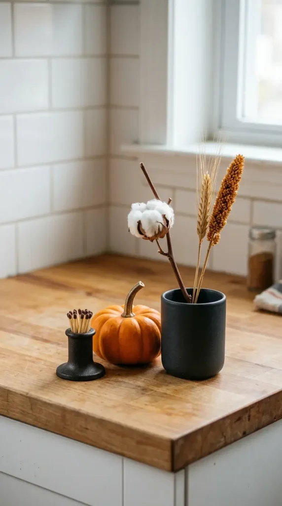 14 Small Space Fall Decorating Ideas for a Studio Apartment 4 4. The Kitchen Counter Corner Cluster