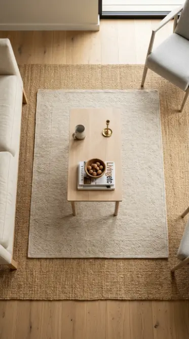 15 Fall Home Decor Ideas Scandinavian Minimal Warm Style 5 5. Layer a Natural Jute Rug Over a Light Wool Rug