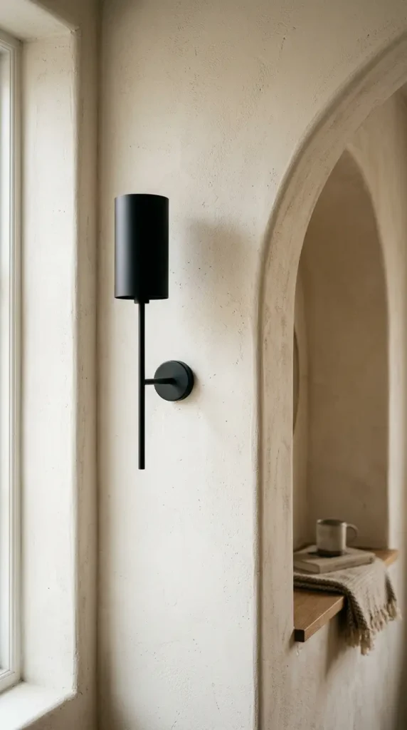 12 Cozy Reading Corners Scandi Sheepskin Arch Nook 5 5. Minimalist Black Metal Wall Sconce