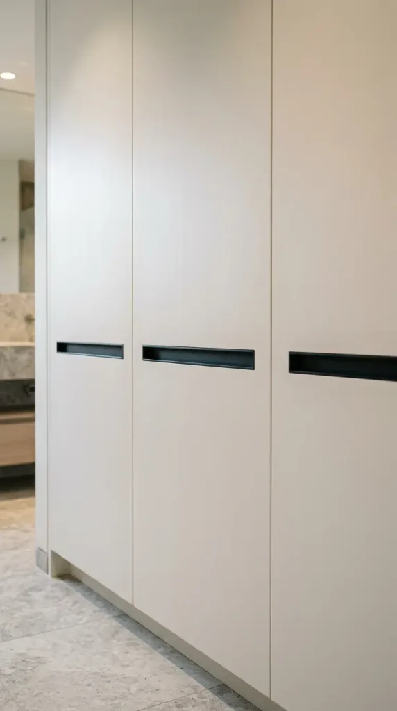16 Laundry Room Bathroom Combo Maximized Built-In Minimal 5 5. Slim Recessed Finger-Pull Hardware Throughout