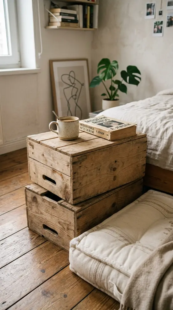 15 Small Apartment Window Reading Nook Renter Friendly Ideas 5 5. Stackable Crates as a Makeshift Side Table
