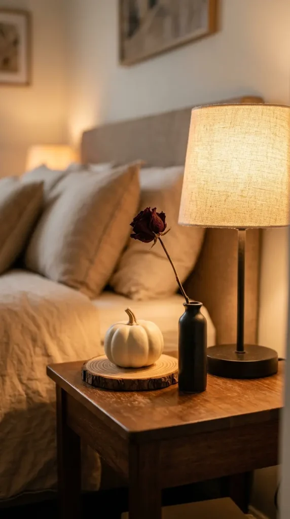 14 Small Space Fall Decorating Ideas for a Studio Apartment 5 5. The Bedside Table Fall Moment