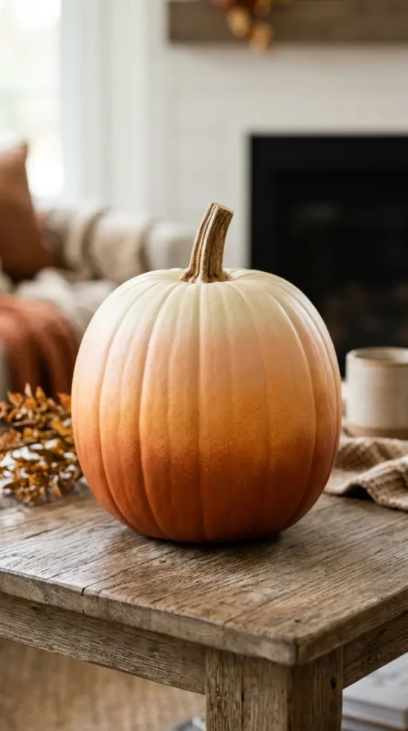 12 DIY Fall Home Decor Projects: Painted Pumpkin Collection 5 5. The Ombre Gradient Two-Color Blend