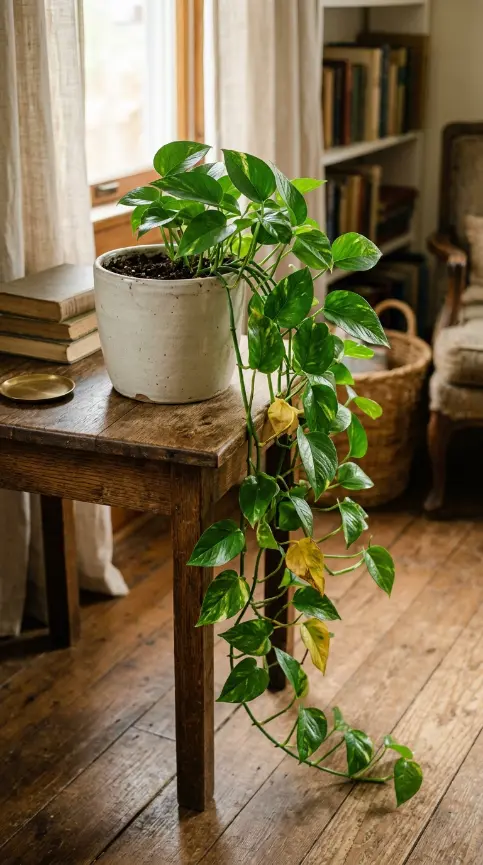 15 Light Linen Swivel Reading Chair Bedroom Nook Ideas 5 5. Trailing Pothos on the Side Table