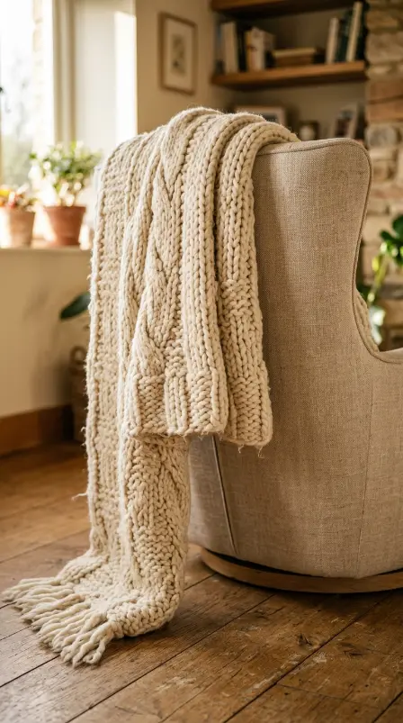 15 Light Linen Swivel Reading Chair Bedroom Nook Ideas 6 6. Chunky Cream Throw Over the Chair Back