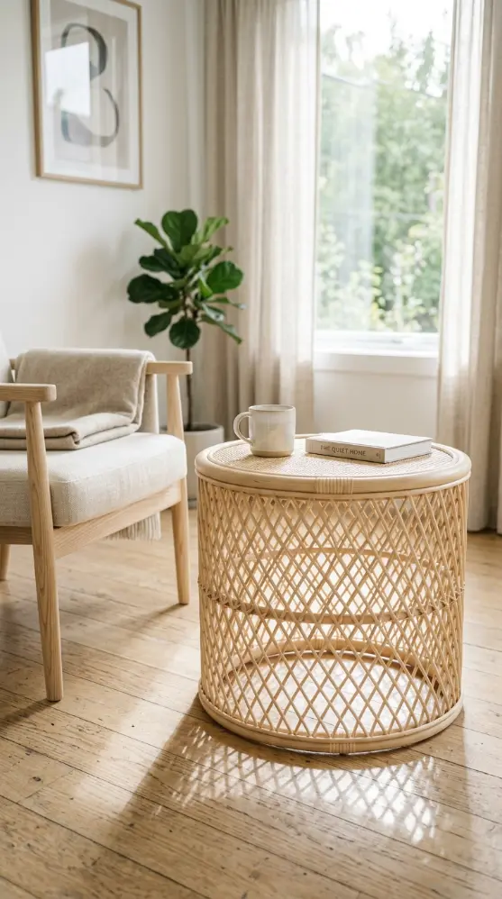18 Small Reading Nook Cozy Corner Nordic Airy Minimal 6 6. Small Round Rattan Side Table