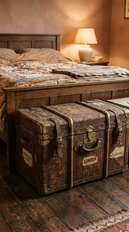 15 Boys Room Decor Explorer Adventure Vintage Map 6 6. Weathered Leather Storage Trunk