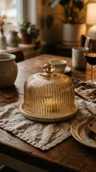 15 Vintage Glassware Ideas for an Eclectic Table 7 7. A Ribbed Glass Butter Dome Left Slightly Askew