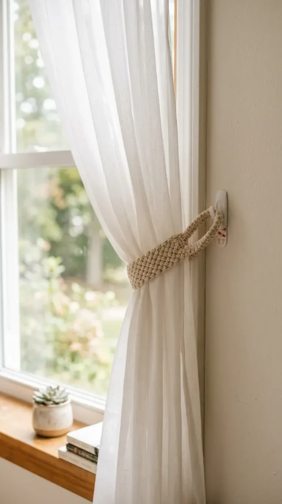 15 Small Apartment Window Reading Nook Renter Friendly Ideas 7 7. Command Strip Curtain Tiebacks