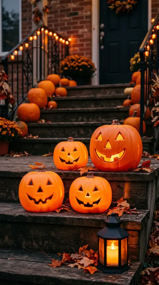 13 Dollar Tree Halloween Decor Ideas Front Porch Budget 7 7. Jack-O-Lantern Faces on Dollar Tree Pumpkins