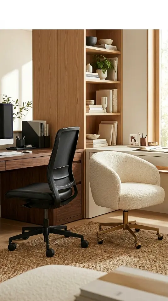 11 Office Room Ideas Shared Dual Desk His and Hers Style 7 7. Select Two Different Chairs That Share the Same Base Metal Tone