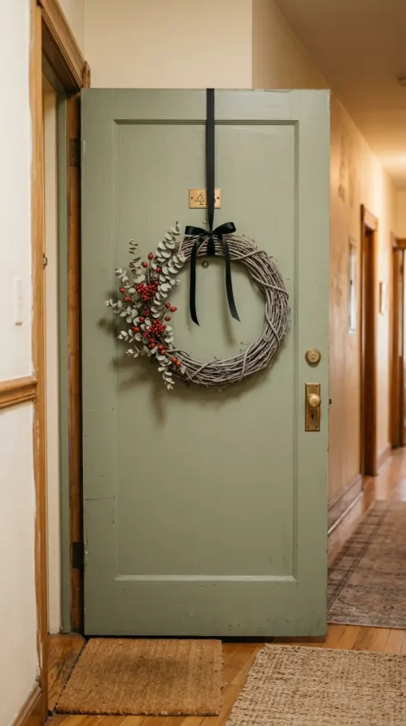 14 Small Space Fall Decorating Ideas for a Studio Apartment 7 7. The Apartment Door Fall Wreath