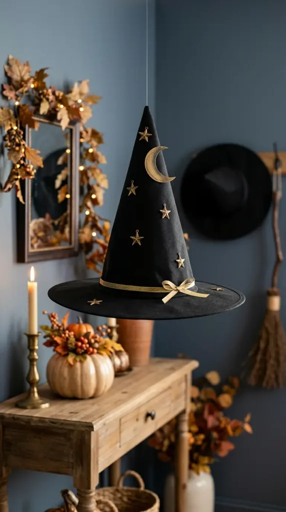 12 Easy Halloween Entryway Decor Witchy Floating Hats Style 7 7. The Star and Moon Hat Decoration