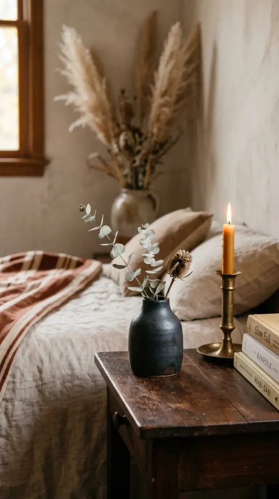 15 Small Space Fall Decorating Ideas Bedroom Corner Style 8 8. A Dark Ceramic Vessel With Dried Eucalyptus