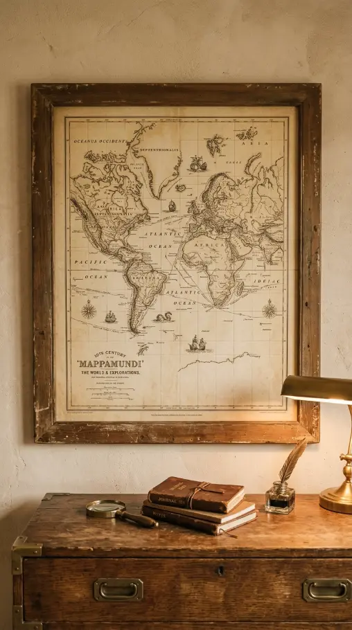15 Boys Room Decor Explorer Adventure Vintage Map 8 8. Framed Vintage Map Print