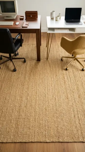11 Office Room Ideas Shared Dual Desk His and Hers Style 8 8. Lay One Large Shared Jute Rug Beneath Both Desk Zones