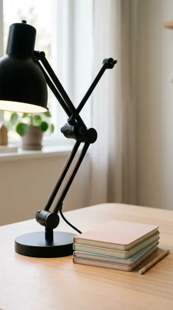 13 Boys Room Decor Modern Minimalist Neutral Calm 8 8. Simple Black Articulating Desk Lamp