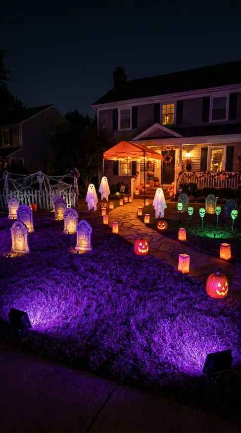 16 Outdoor Halloween Decorations Light-Up Pathway Night Style 8 8. The Color-Changing Lawn Flood Lights