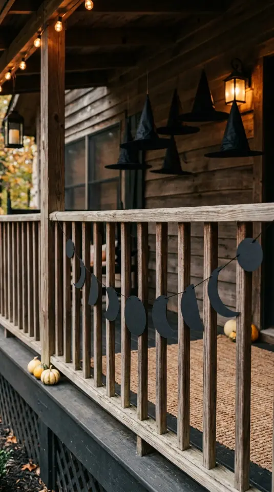 12 Easy Halloween Entryway Decor Witchy Floating Hats Style 8 8. The Moon Phase Garland Companion