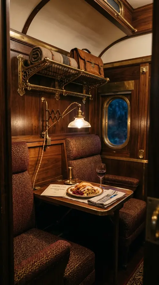 13 Romantic Thanksgiving Table for Two Date Night Idea 8 8. Vintage Train Car Dining Booth