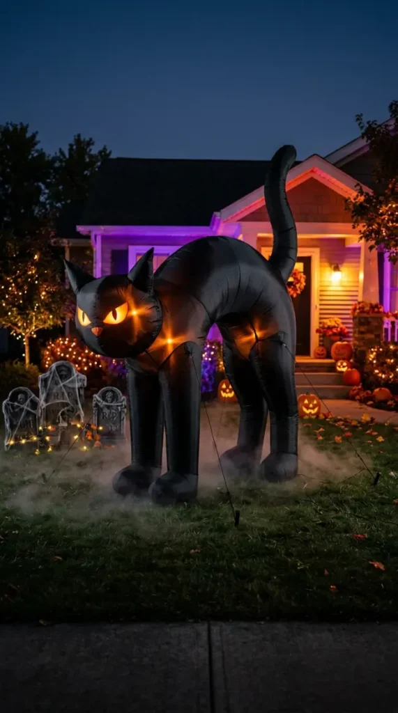 15 Outdoor Halloween Decorations Front Yard Spooky Style 9 9. A Large Inflatable Halloween Prop on the Lawn