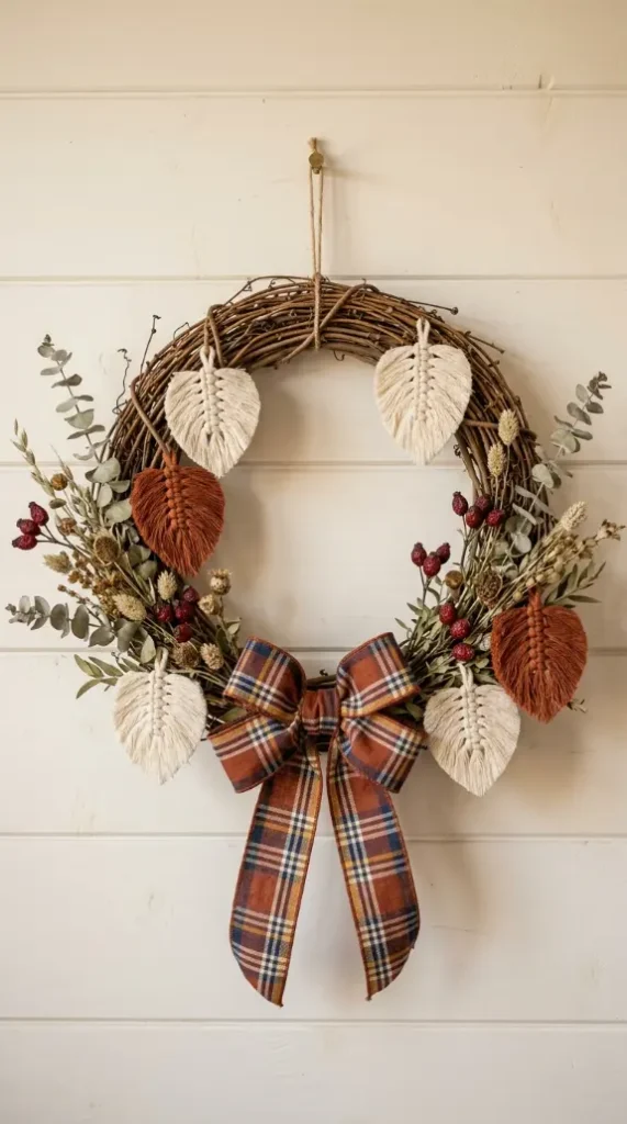13 DIY Fall Home Decor Project Macramé Leaf Wall Hanging 9 9. A Macramé Leaf Wreath