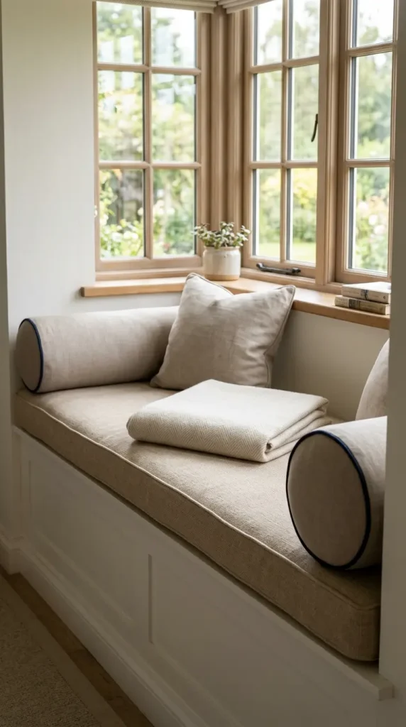 17 Cozy Reading Corners Built-In Window Seat Timeless 9 9. A Pair of Piped Bolster Pillows at Each End